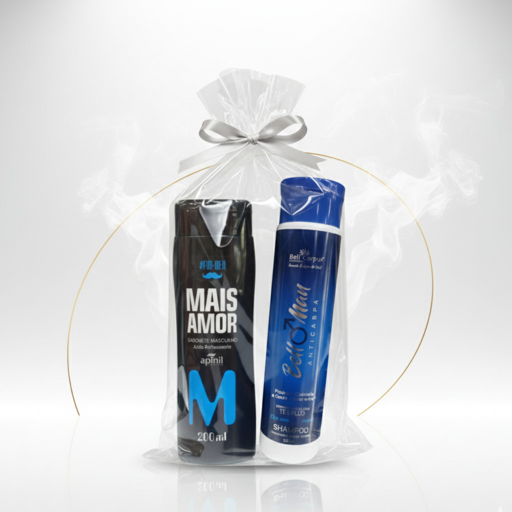 Kit Shampoo Masculino Cuidado Refrescante Controle Anticaspa presente natal homen, filho