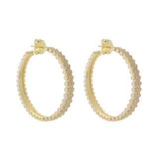 BRINCO PIUKA ARGOLA SEMI ABERTA FANY TRÊS FILEIRAS ZIRCÔNIA FOLHEADO A OURO 18K em Oferta na Shopee