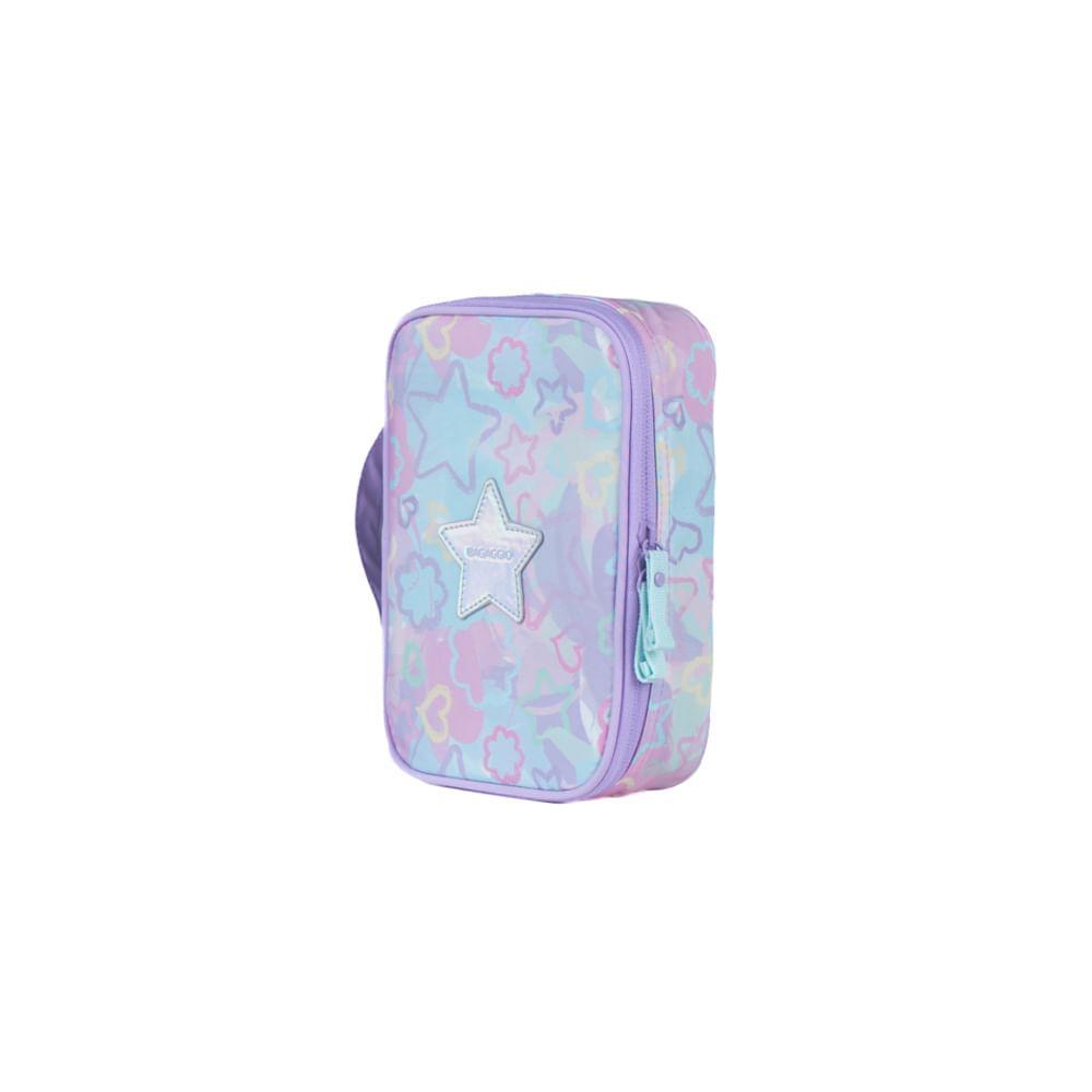 Estojo Box Feminino Grande Star Candy Lilás