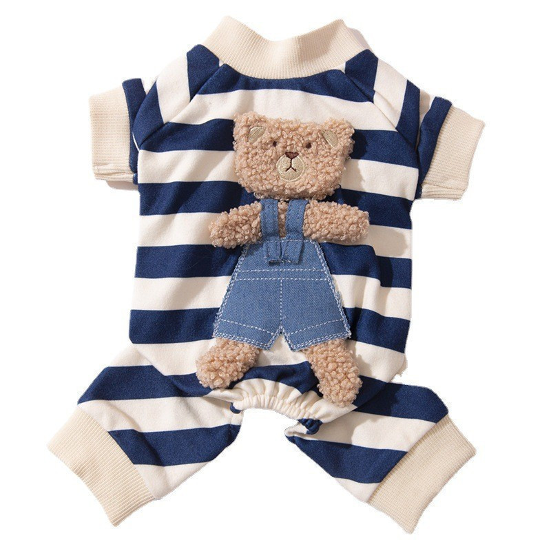 Bonito Urso Cabeça Roupas Para Cães Proteção Da Barriga Filhote De Cachorro Pijamas Outono E Inverno Macacão Térmico Ted