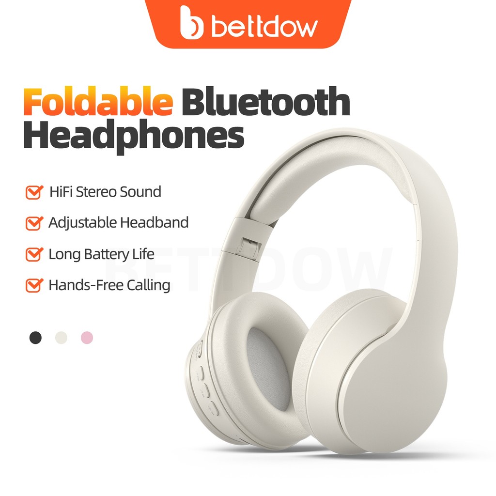 Fones de ouvido dobráveis ​​BETTDOW com som estéreo HiFi ideais para jogos e esportes, com reprodução em múltiplos modos