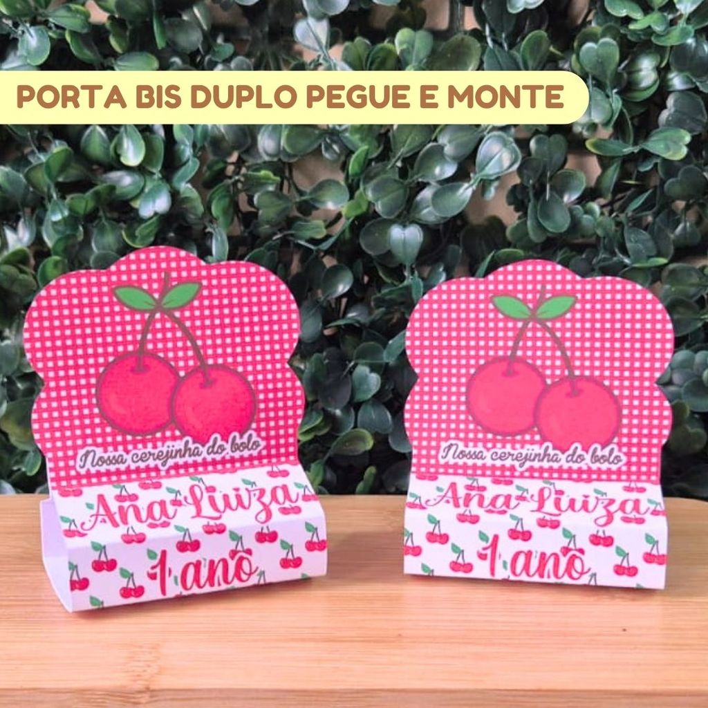 Porta Bis Duplo Cerejinha | Lembrancinhas personalizadas | Mimos | Aniversário infantil | (PEGUE E MONTE)