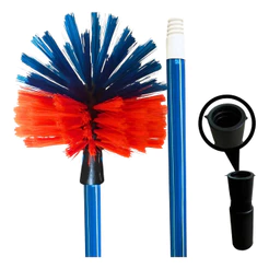 Vassoura Limpa Teto Bola Tira Teia De Aranha Com Extensor 2,40m Cabo Duplo Madeira Resistente Multiuso JRM