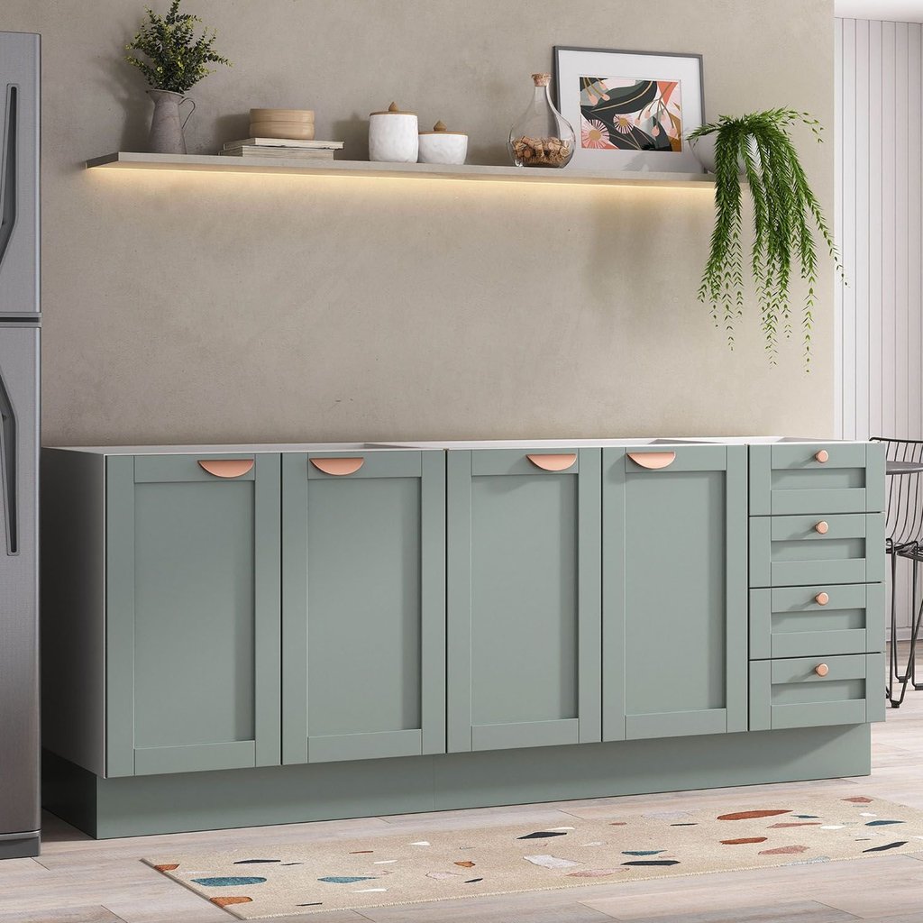 Cozinha Modulada 2 Peças sem Tampo 2 Balcões Arizona CabeCasa MadeiraOriginals Verde/Menta Menta