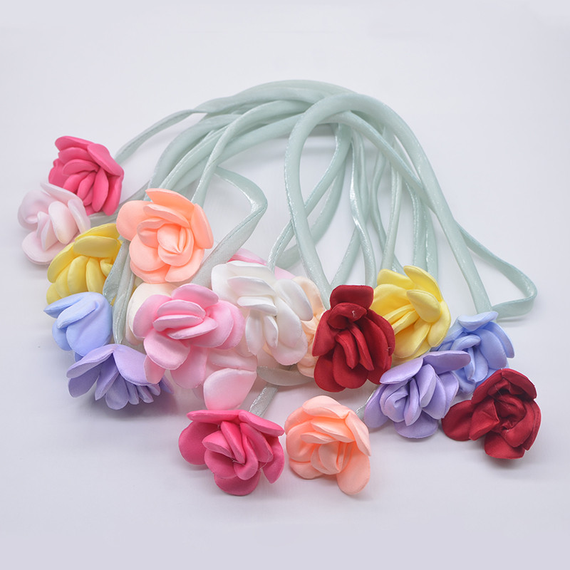 10 Pçs 40cm/15.75 Polegada Fita Longa Rosas Duplas Para Roupas Chapéu Headwear Remendos De Costura Meias Luvas Acessório