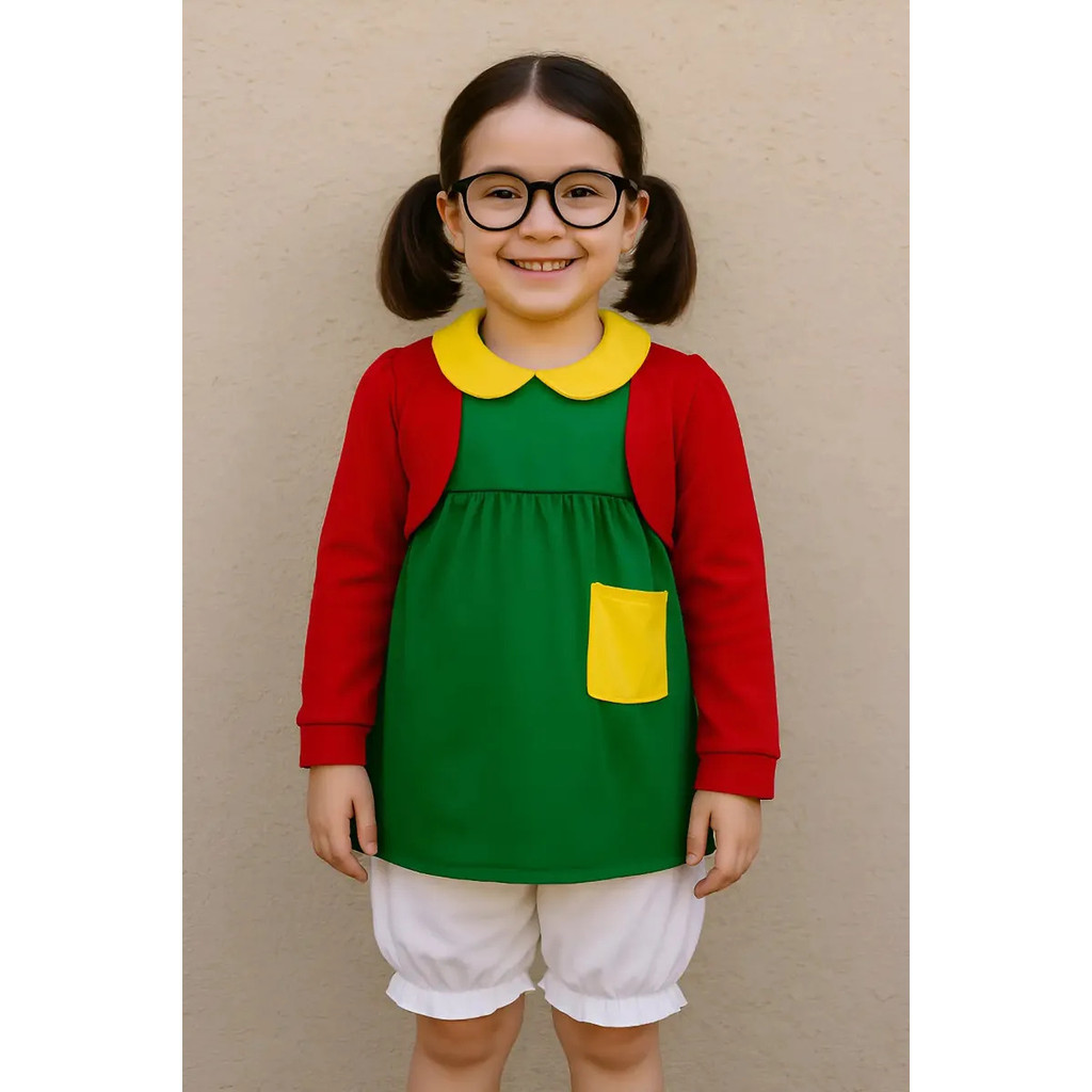 Fantasia Infantil Chiquinha Menina Festa Com Oculos