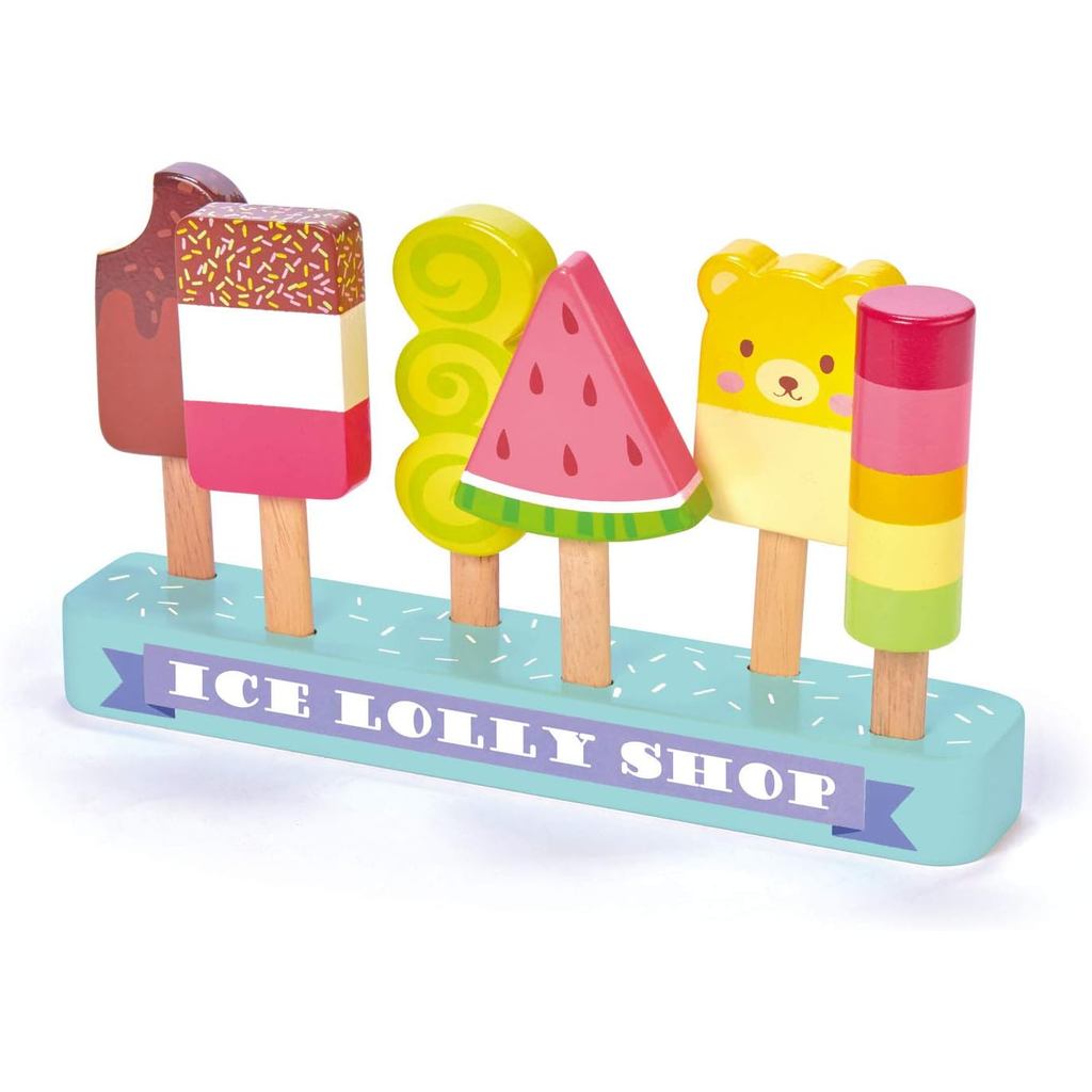 Young Leaf Toys - Loja de Sorvetes - Conjunto de 13 peças de brinquedos de comida de faz de conta, incluindo 6 palitos d