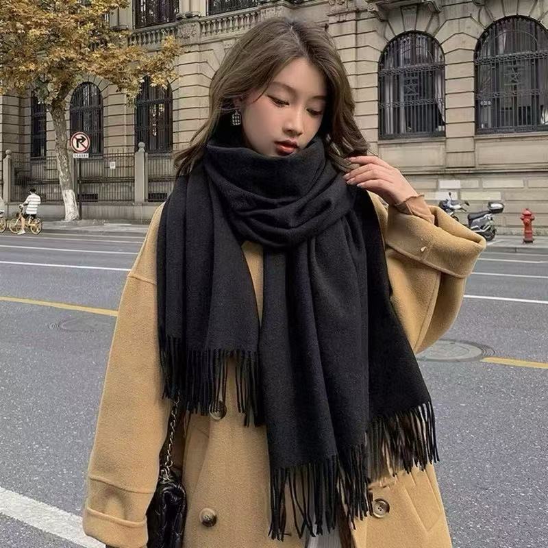 Cachecol Pashmina Lisa de poliester de 230g com franjas Presentes Quente