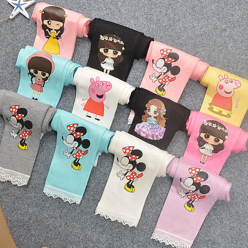 Médio grande crianças Modal meninas Leggings All-Match dos desenhos animados crianças calças primavera outono verão Ultr