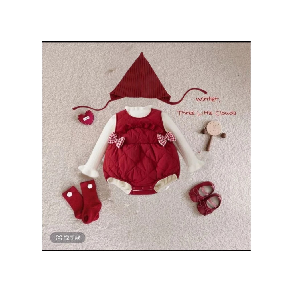 Roupas de bebê de lã peido roupas festivas estilo ocidental roupas de bebê roupas de inverno bebê menina inverno macacão