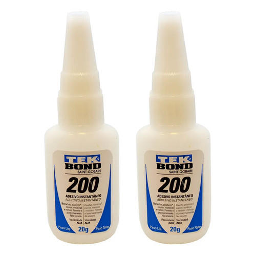 2 Tek Bond 200 Frasco 20g Super Cola Gel Instantanea Viscosa Branco