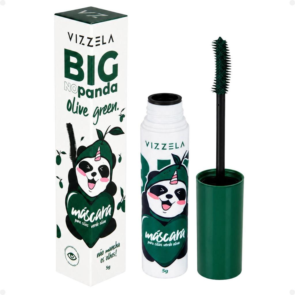 Máscara Para Cílios Vizzela Big No Panda Olive Green Verde Oliva 5g