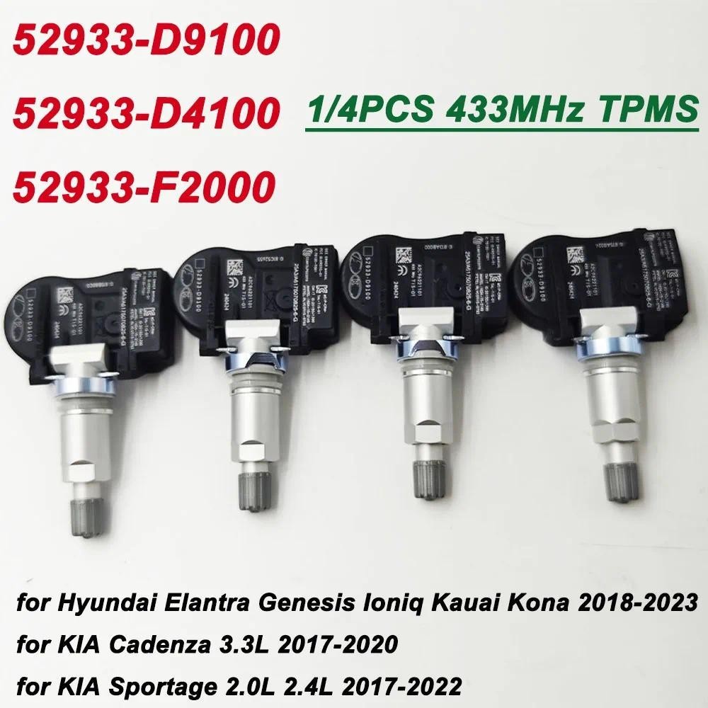 1/4 Pces 433MHz TPMS 52933-D9100 D4100 F2000 Para Hyundai Elantra Kona KIA Soul Sportage 2017-2022 Sensor De Pressão Dos