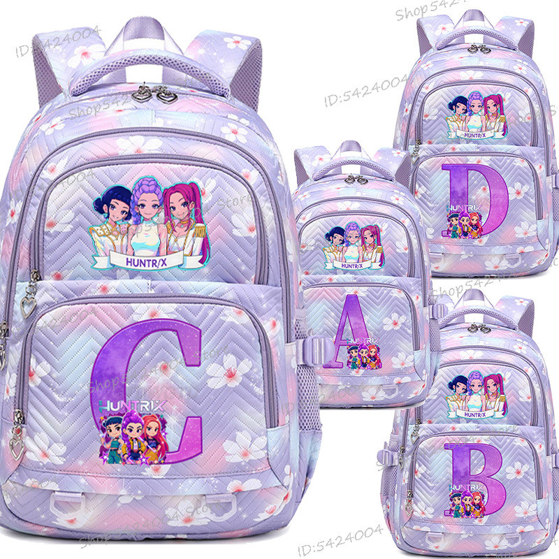 Kpop Demon Hunter crianças mochila dos desenhos animados carta az carta mochila estudante feminino Anime mochila em Oferta na Shopee