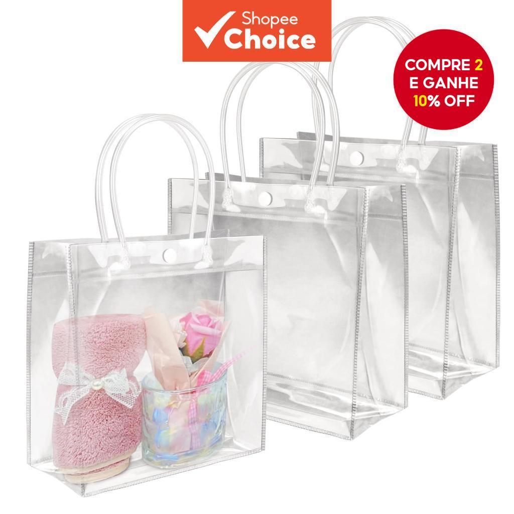 5/10 Unidades De Sacos De Presente Transparentes Reutilizáveis-Armazenamento De Plástico Para Lembrancinhas E Presentes