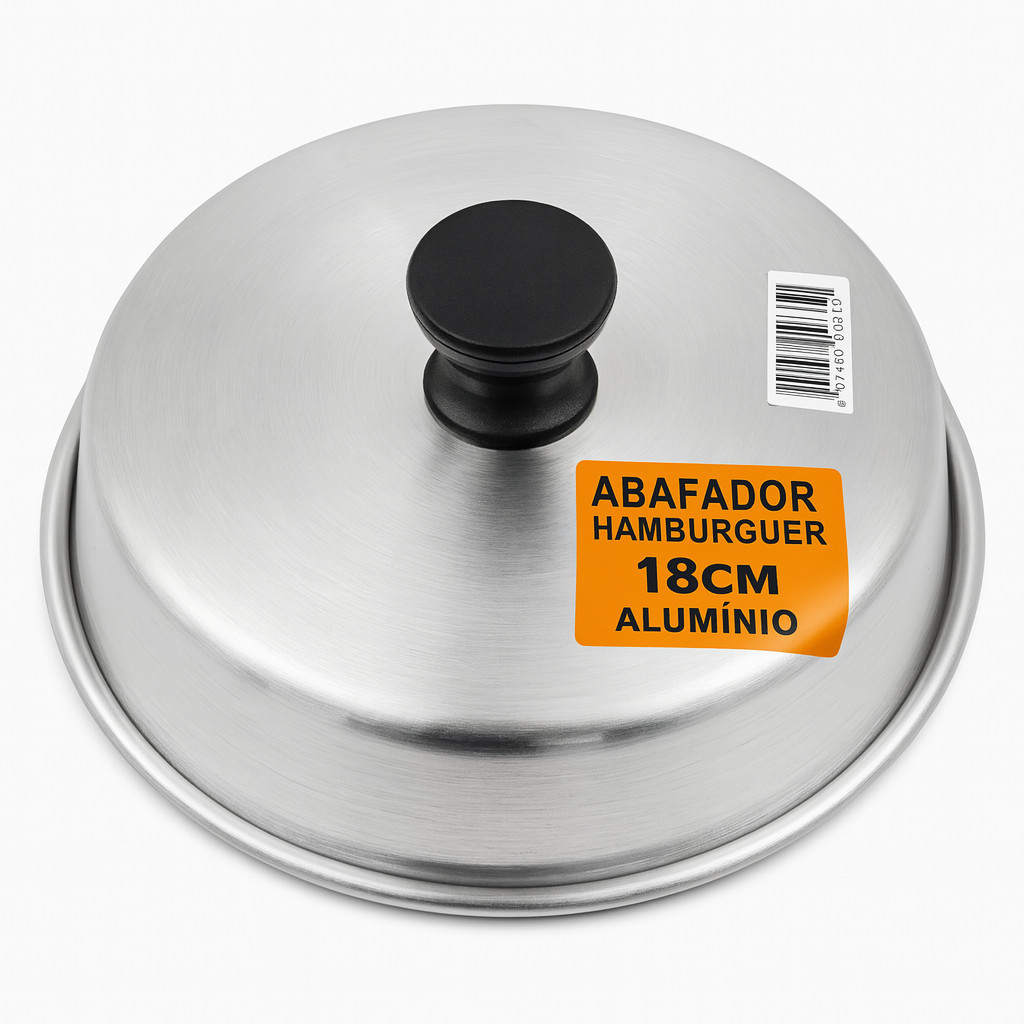Abafador Hambúrguer 18 Cm em Alumínio – Cozinha Prática & Rápida — R$ 28,29 em Shopee