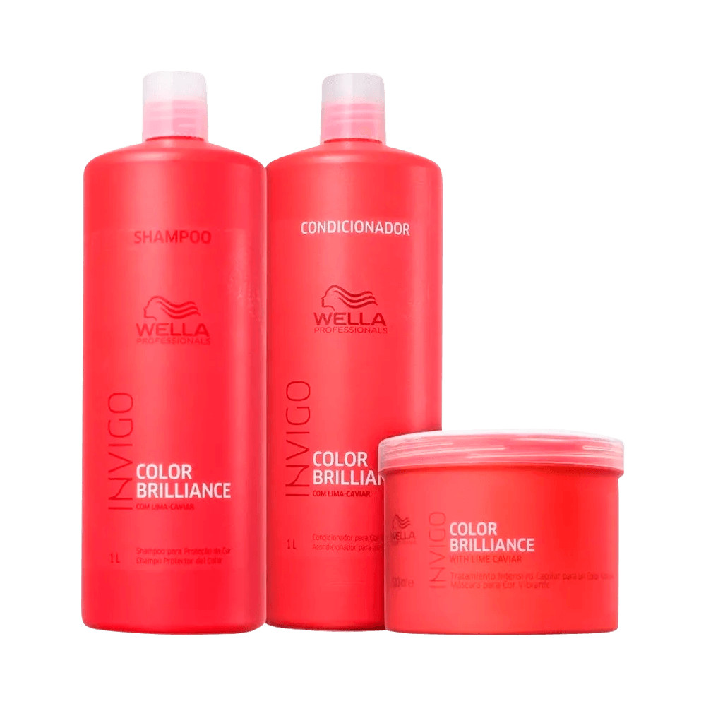 Kit Wella Professionals Invigo Brilliance Shampoo 1L + Condicionador 1L + Máscara 500ml