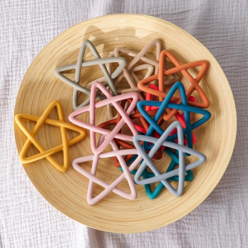 Brinquedos de Silicone de Grau Alimentício em Forma de Pentagrama para Bebês, Mordedores Sensoriais para Crianças, Acess