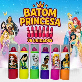 kit C/ 06 Batom Infantil Princesas cores lindas revenda/lembrancinha Envio imediato em Oferta na Shopee
