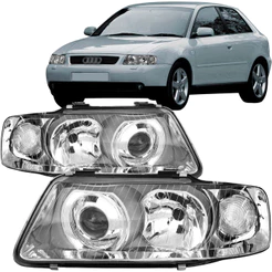 Farol Audi A3 2001 2002 2003 2004 2005 2006 Foco Duplo Cromado