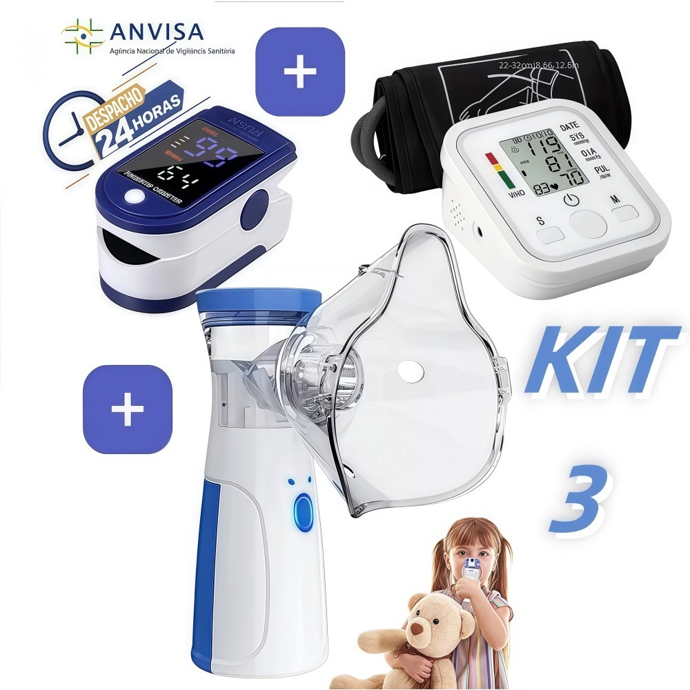 Kit de Cuidados Médicos Domésticos 🧑⚕️ | Nebulizador Ultrassônico Portátil + Oxímetro + Monitor de Pressão Arterial em Oferta na Shopee