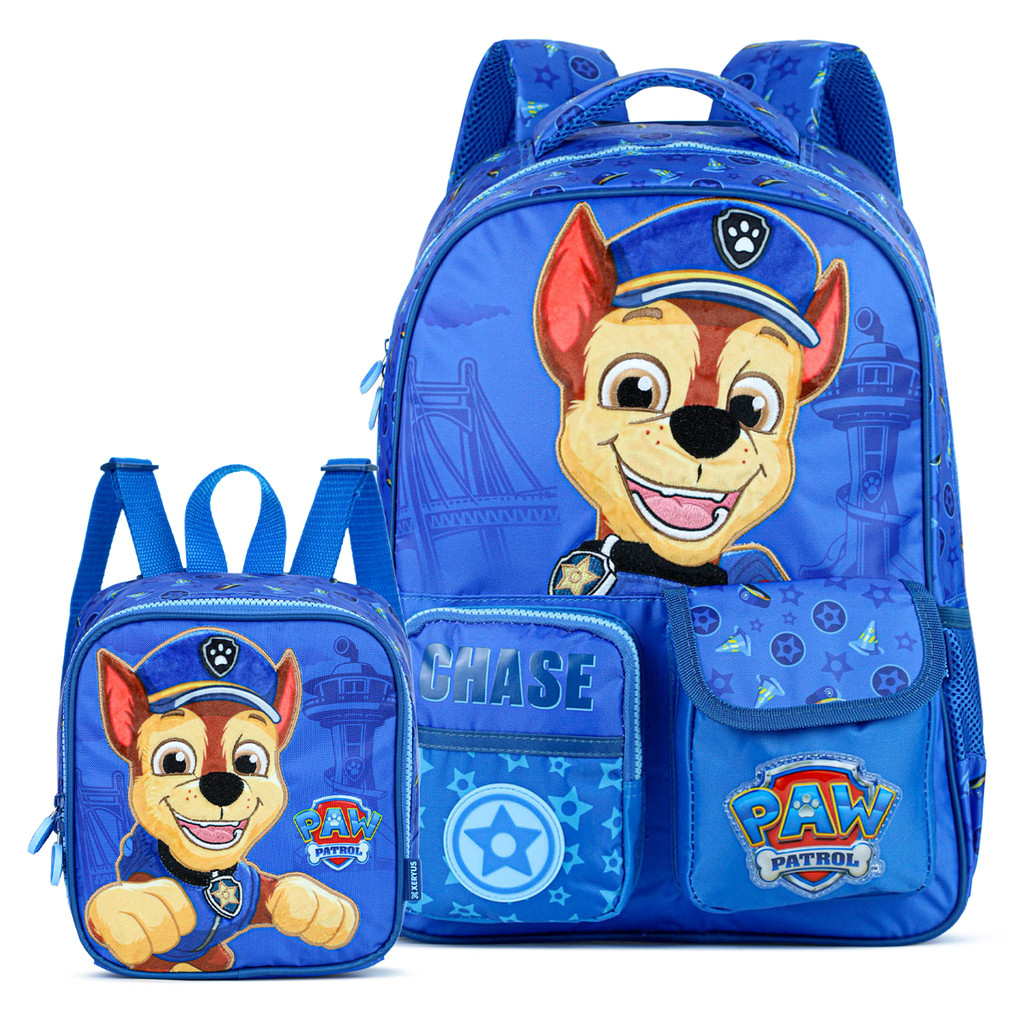 Kit Escolar Chase Patrulha Canina: Mochila de Costas e Lancheira Térmica