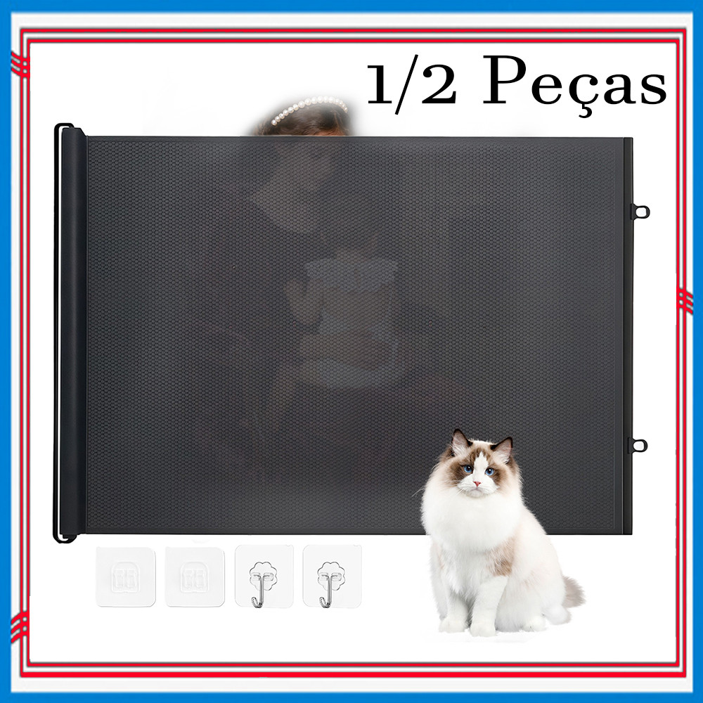 1/2 Peças Portao Segurança Bebê Pet, Cercado para Cachorros, Grade de Proteção Retrátil para Escadas e Ambientes, 130 cm