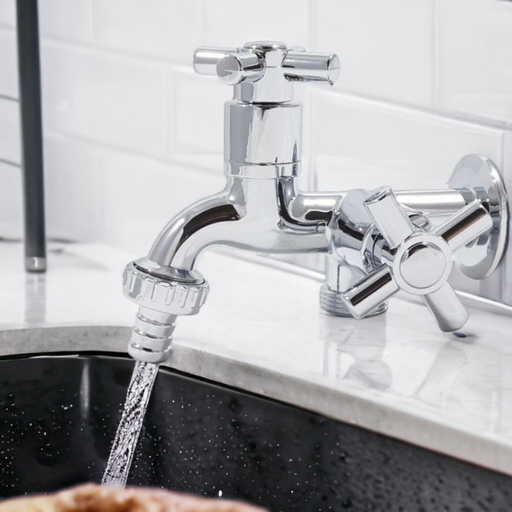 Torneira Tanque Maquina Lavar 2 Saídas Abs Cromado 1/4v