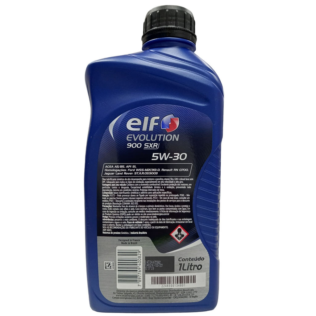 Detalhes do Óleo Lubrificante do Motor ELF Evolution 900 SXR 5W30 SL Sintético 1L