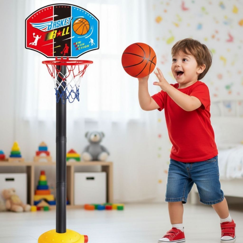 Kit Basquete Completo Tabela Alta Mini e Bola de Basquete Semi Profissional Infantil