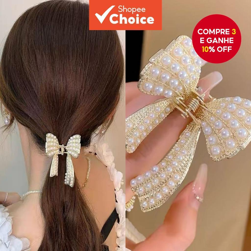 Grampos De Cabelo Elegantes De Borboleta Pérola – Clipe De Tubarão Meio Acima Para Mulheres , Meninas , Acessórios Cabeç