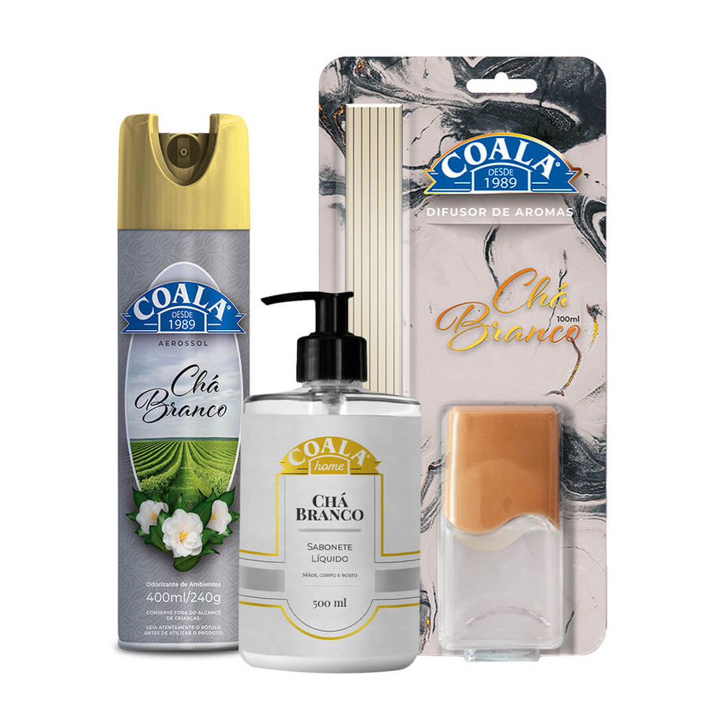 Kit Coala Aerossol + Sabonete + Difusor de Aromas - Chá Branco