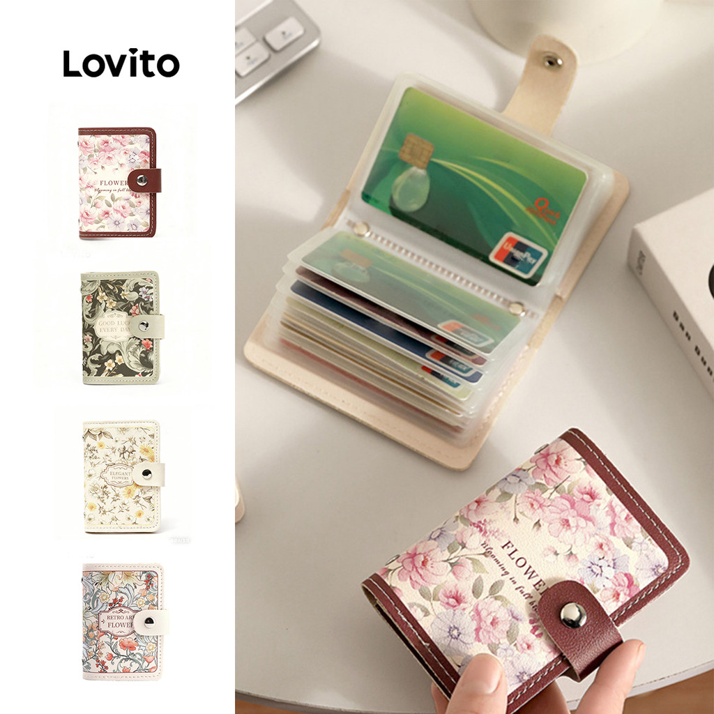 Lovito Porta-Cartões Elegante Com Flores Florais Ditsy Para Mulheres LFA43159 em Oferta na Shopee