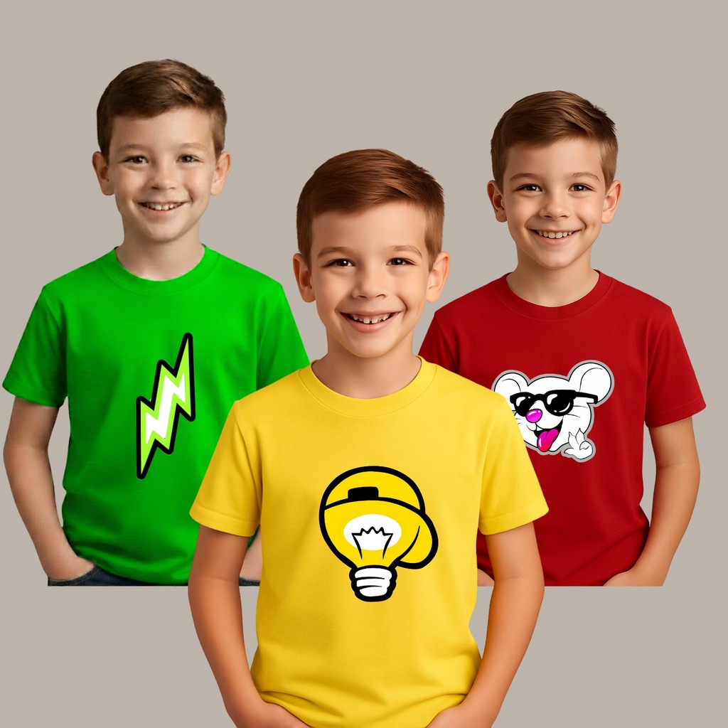 kit 3 Camiseta Menino Dos Rosas Leozinho Robson e Void fã kit super completo Turma da Emily Vick Infantil Juvenil