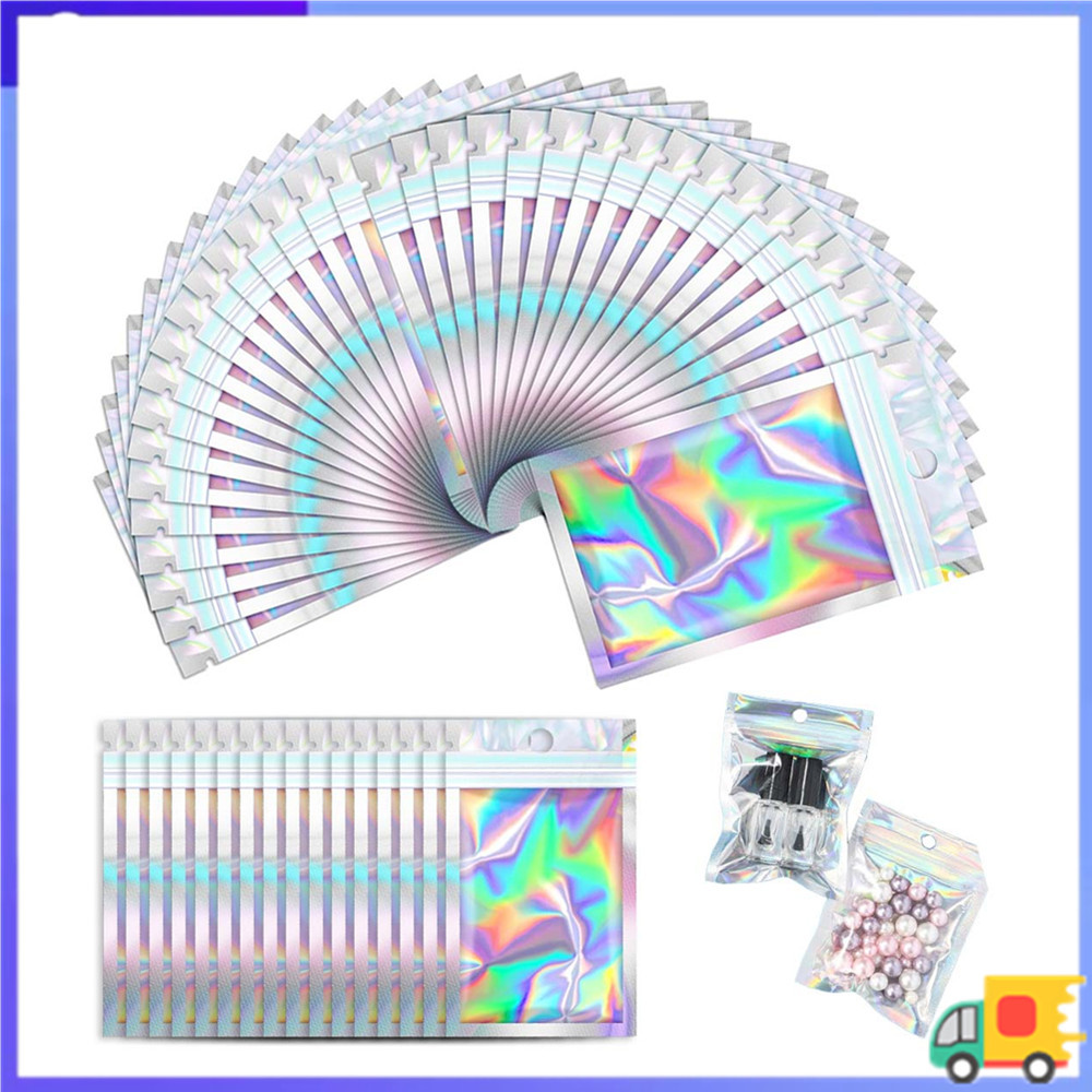 Saco holográfico 6.5x5cm, saco de embalagem reselável, saco de presente de joias para doces e lanches