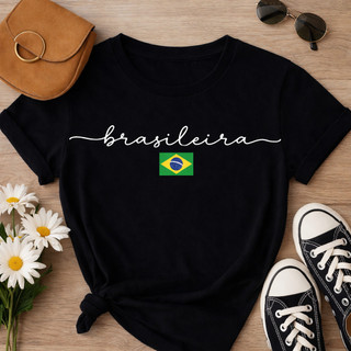 Camiseta Brasil Feminina Amarela T-Shirt Feminina 100% Algodão Casual Copa Seleção Blusa Feminina