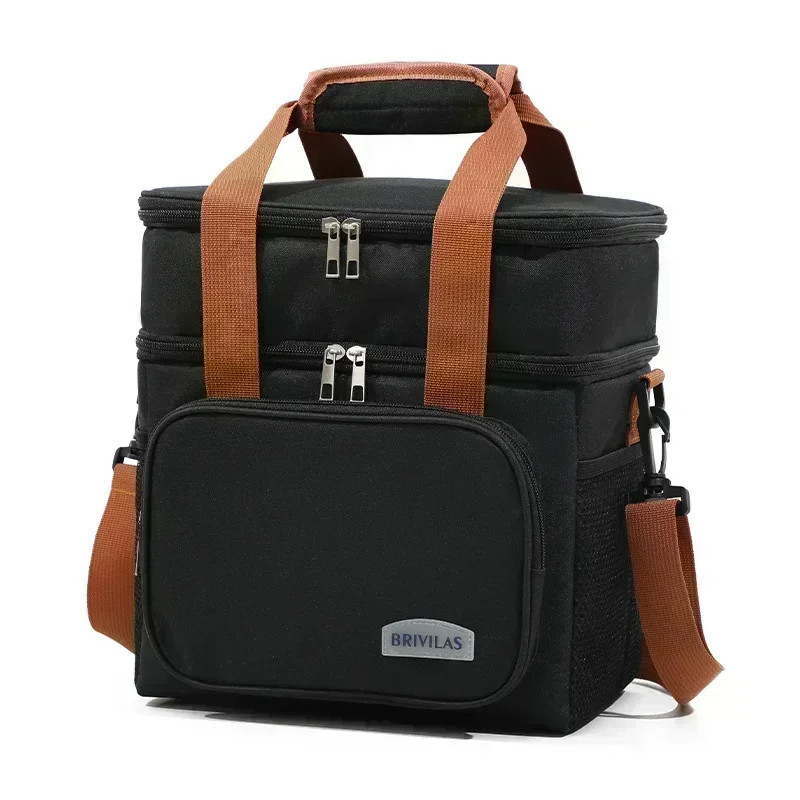 Bolsa Térmica Preta Lancheira Mochila Piquenique com Grande Capacidade para Viagem marmita academia