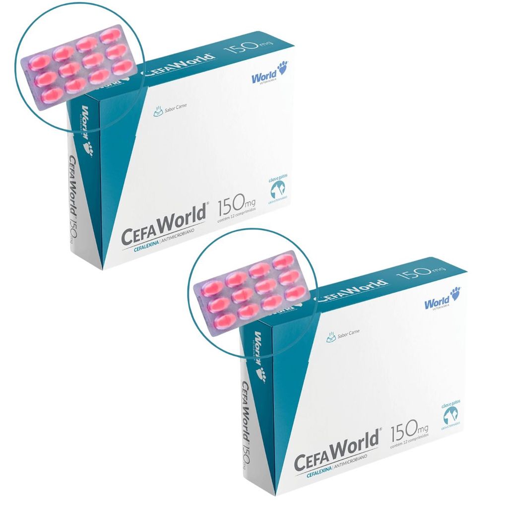 02 CefaWorld 150 mg Cães e Gatos Com 12 Comprimidos - World