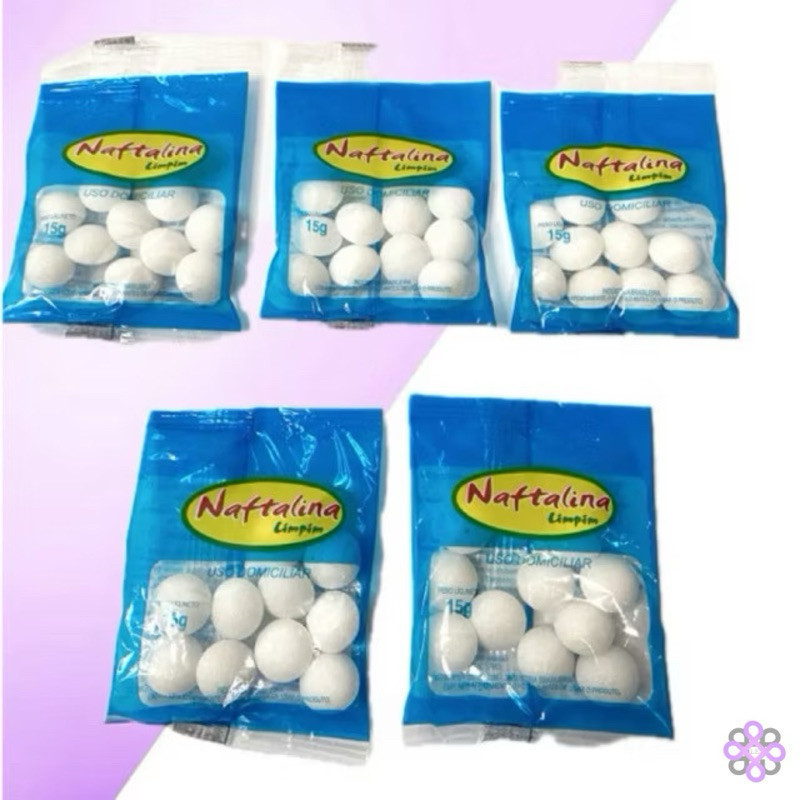 Kit c/5 Naftalina Em Bolas Anti Baratas Traças Insetos