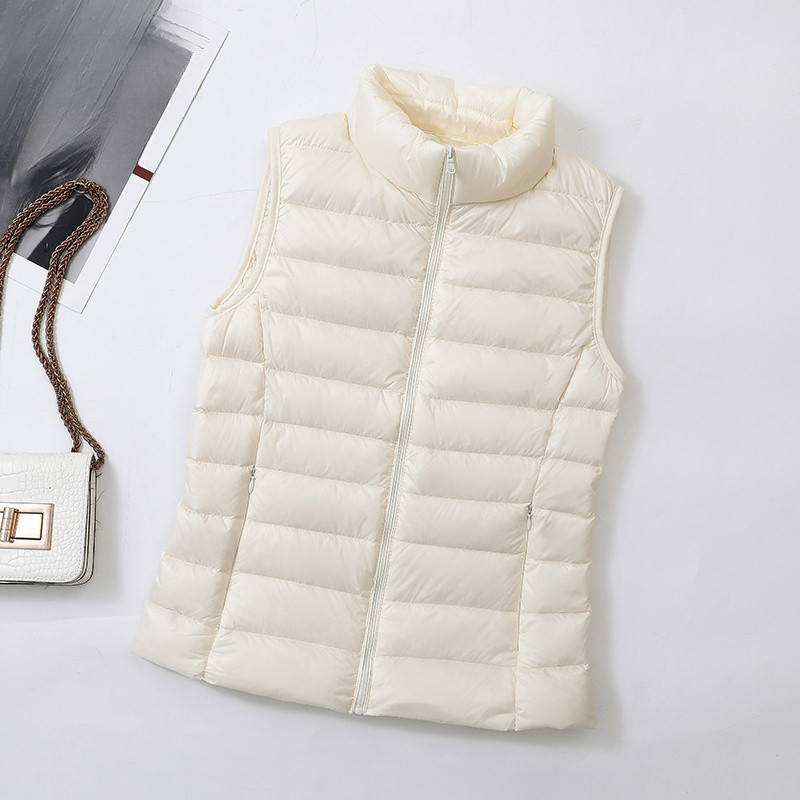 (12 cores) Colete Feminino Uniqlo Leve de Pluma Sem Mangas de Alta Qualidade e Quente A0WO