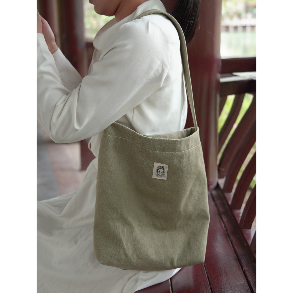 Bolsa de lona jeans nostálgica lavada feminina de um ombro bolsa Tote grande Design bolsa de nicho