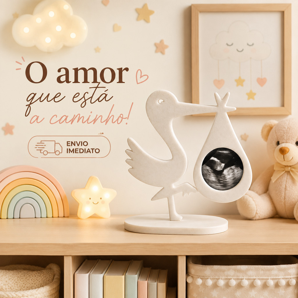 Porta Retrato Cegonha para Ultrassom - Lembrancinha de Recordação