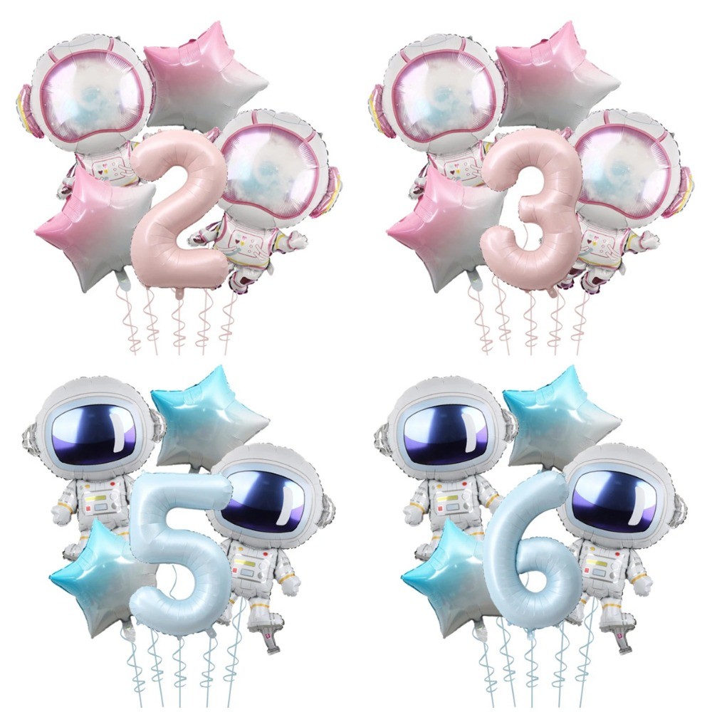 Tema Do Espaço Satélite Rosa Astronauta Aniversário Azul Número Folha Balão Menino Ou Menina Festa Universo Chá De Bebê