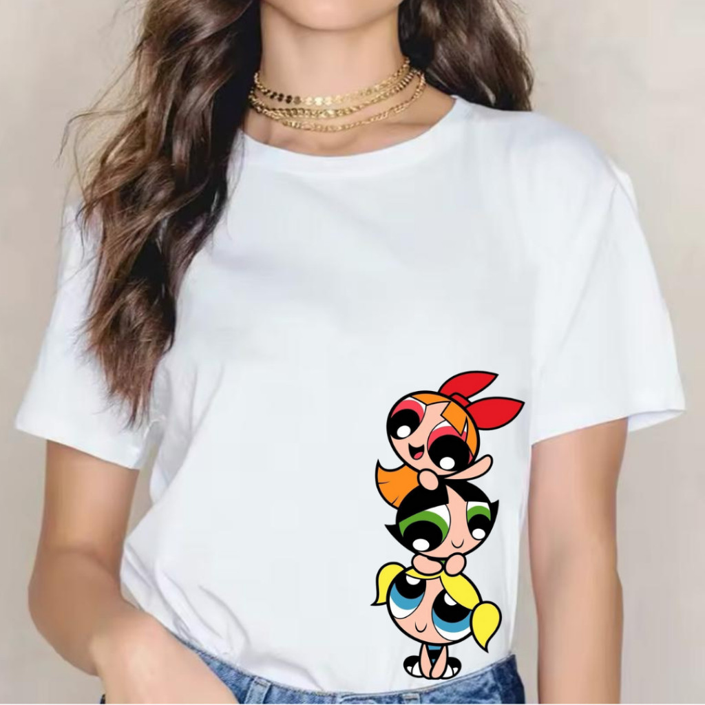 Camisa Camiseta Feminina Super Poderosas Blusa 100%Algodão Casual Docinho Florzinha Lindinha