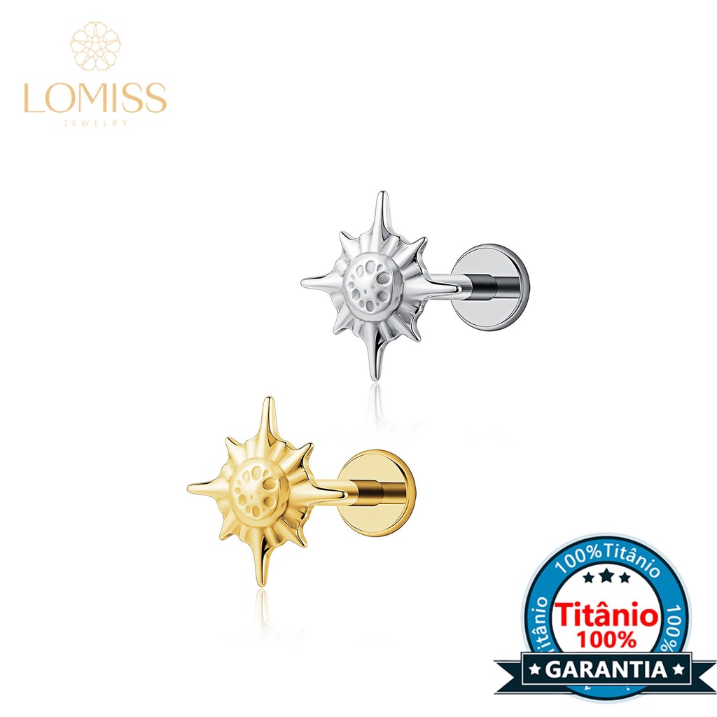 Piercing Orelha Titânio Pvd Estrela 8 Pontas Labret Helix Tragus Conch Nariz Boca em Oferta na Shopee