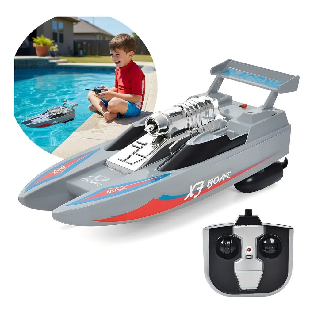 Barco de Brinquedo com Controle Remoto Infantil Para Água Curvas Suaves Fácil de Controlar Produto Certificado Inmetro