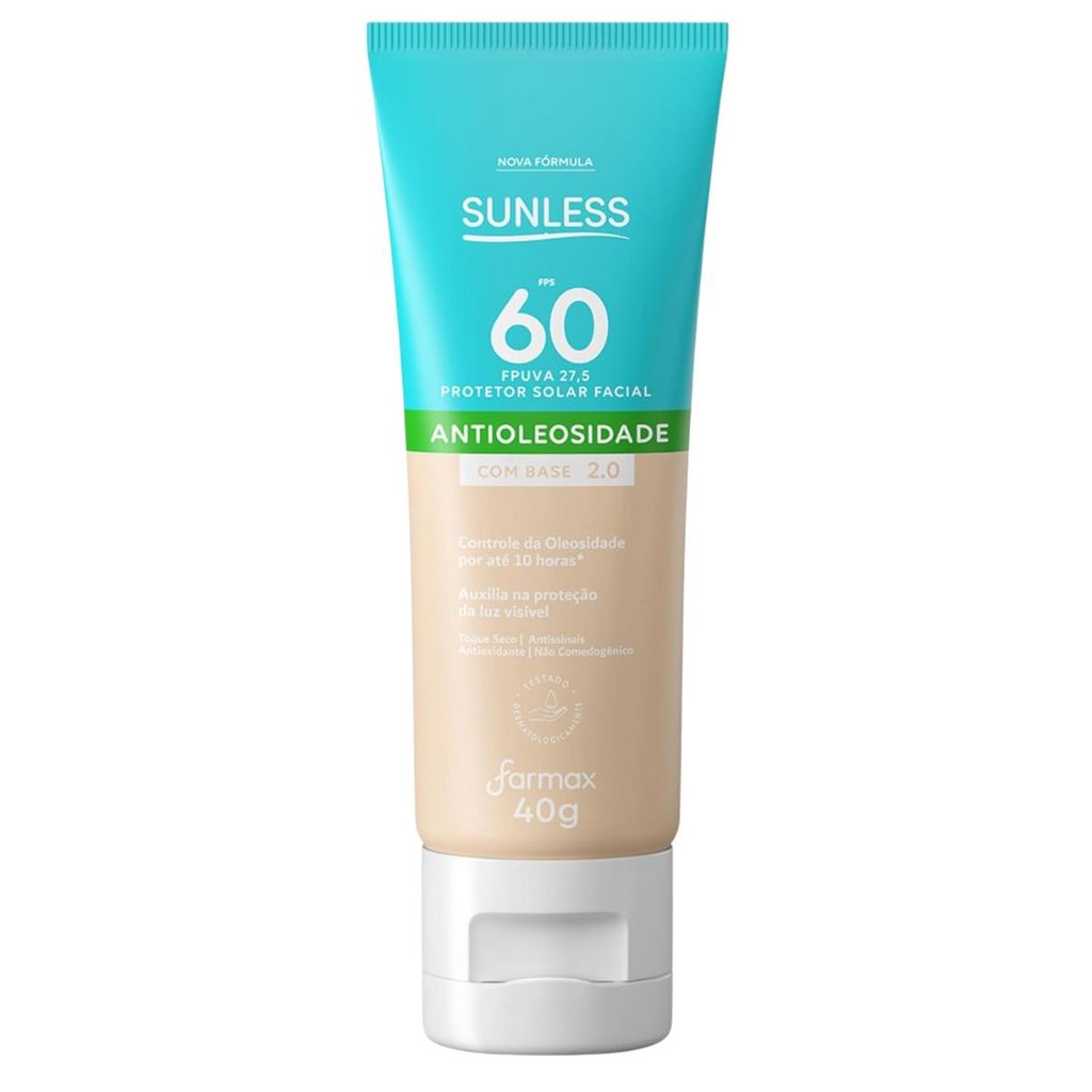Protetor Facial Sunless Antissinais FPS 60 - Tons 2.0 a 5.0