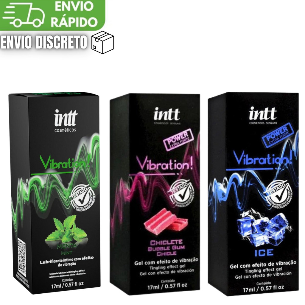 Gel Intt Vibration 17ml Lubrificante Anal - Escolha Seu Sabor ICE Chiclete Menta - Esquenta e Vibra