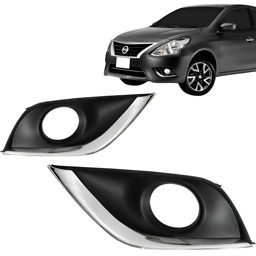 Par Grade Moldura Milha Versa 2015 2016 2017 2018 Cromado Com Furo em Oferta na Shopee