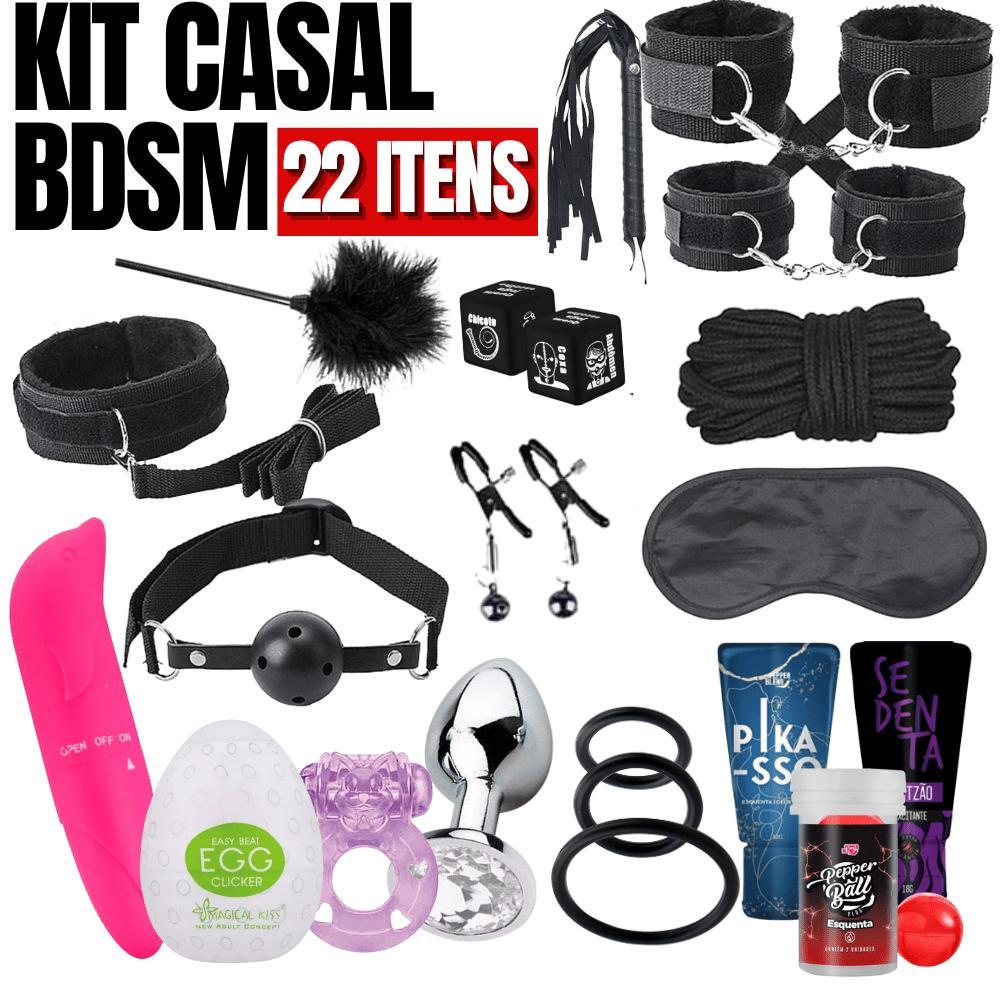 Kit casal sex shop 22 Itens BDSM  Vibrador, Anel peniano, Sado Venda, algema, Egg, chicote, jogos em Oferta na Shopee